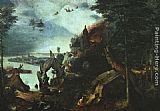 Saint Canvas Paintings - Landscape with the Temptation of Saint Anthony